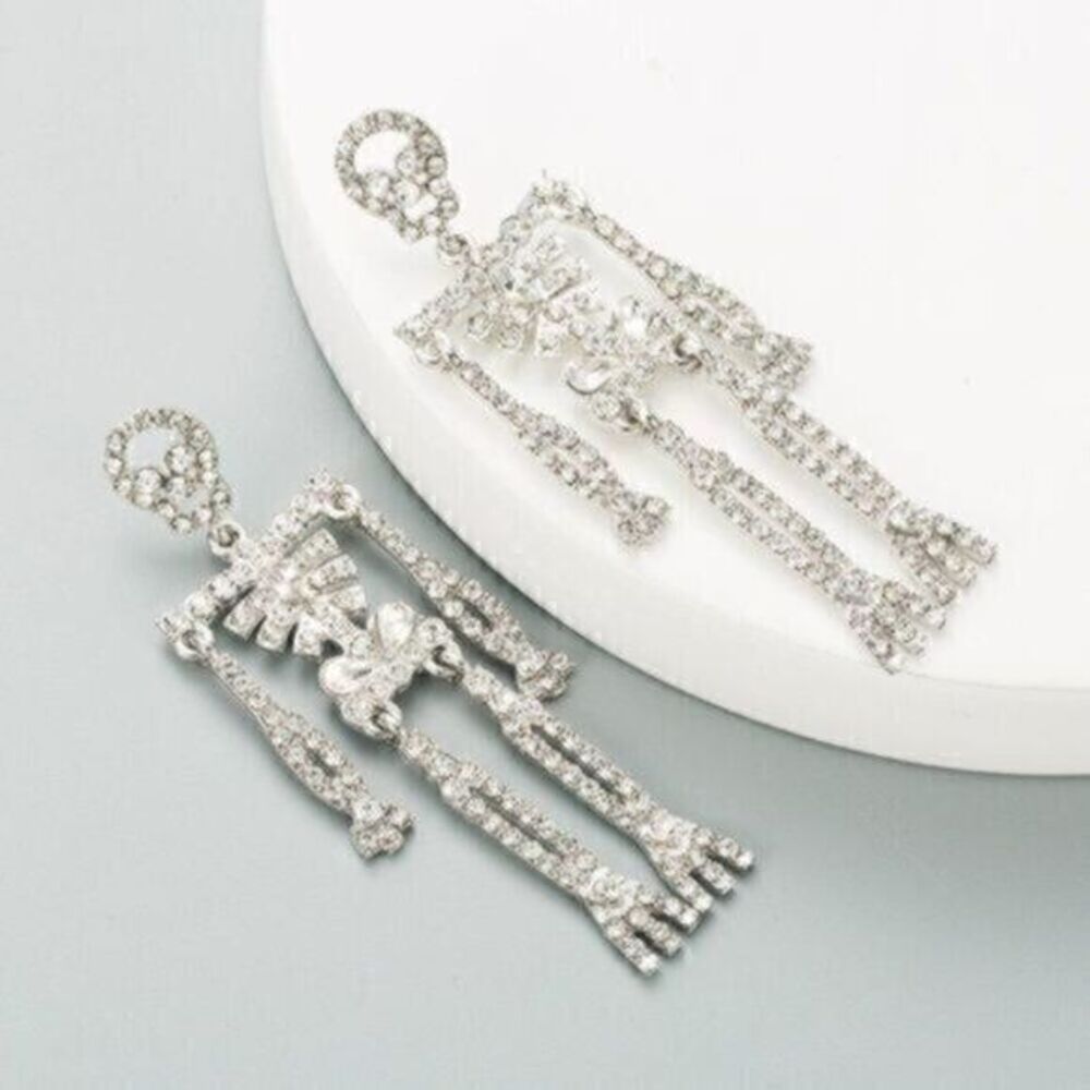 SKELETON And Rhinestone‎ Earrings. New!
